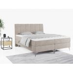 Wyposażone w dwa materace i wysokie wezgłowie łóżko kontynentalne ADELANO czarna ecoskóra 180x200