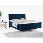 Wyposażone w dwa materace i wysokie wezgłowie łóżko kontynentalne ADELANO czarna ecoskóra 180x200