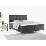 Wyposażone w dwa materace i wysokie wezgłowie łóżko kontynentalne ADELANO czarna ecoskóra 180x200