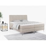 Wyposażone w dwa materace i wysokie wezgłowie łóżko kontynentalne ADELANO czarna ecoskóra 180x200