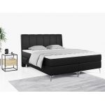 Wyposażone w dwa materace i wysokie wezgłowie łóżko kontynentalne ADELANO czarna ecoskóra 180x200