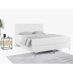 Wyposażone w dwa materace i wysokie wezgłowie łóżko kontynentalne ADELANO czarna ecoskóra 180x200