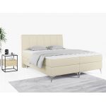 Wyposażone w dwa materace i wysokie wezgłowie łóżko kontynentalne ADELANO czarna ecoskóra 180x200