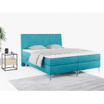 Wyposażone w dwa materace i wysokie wezgłowie łóżko kontynentalne ADELANO czarna ecoskóra 180x200