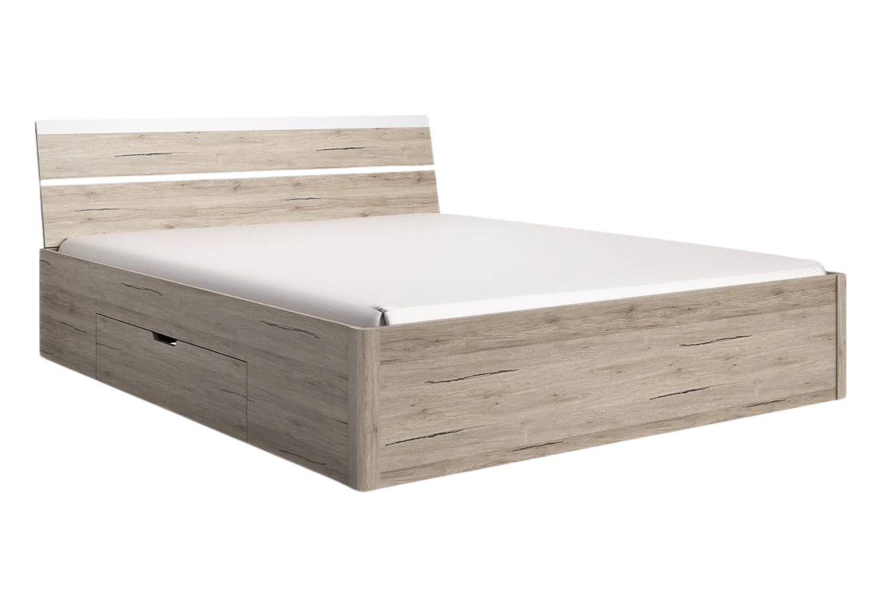 Drewniane dwuosobowe łóżko 160x200 do sypialni JOTA - San remo / biały