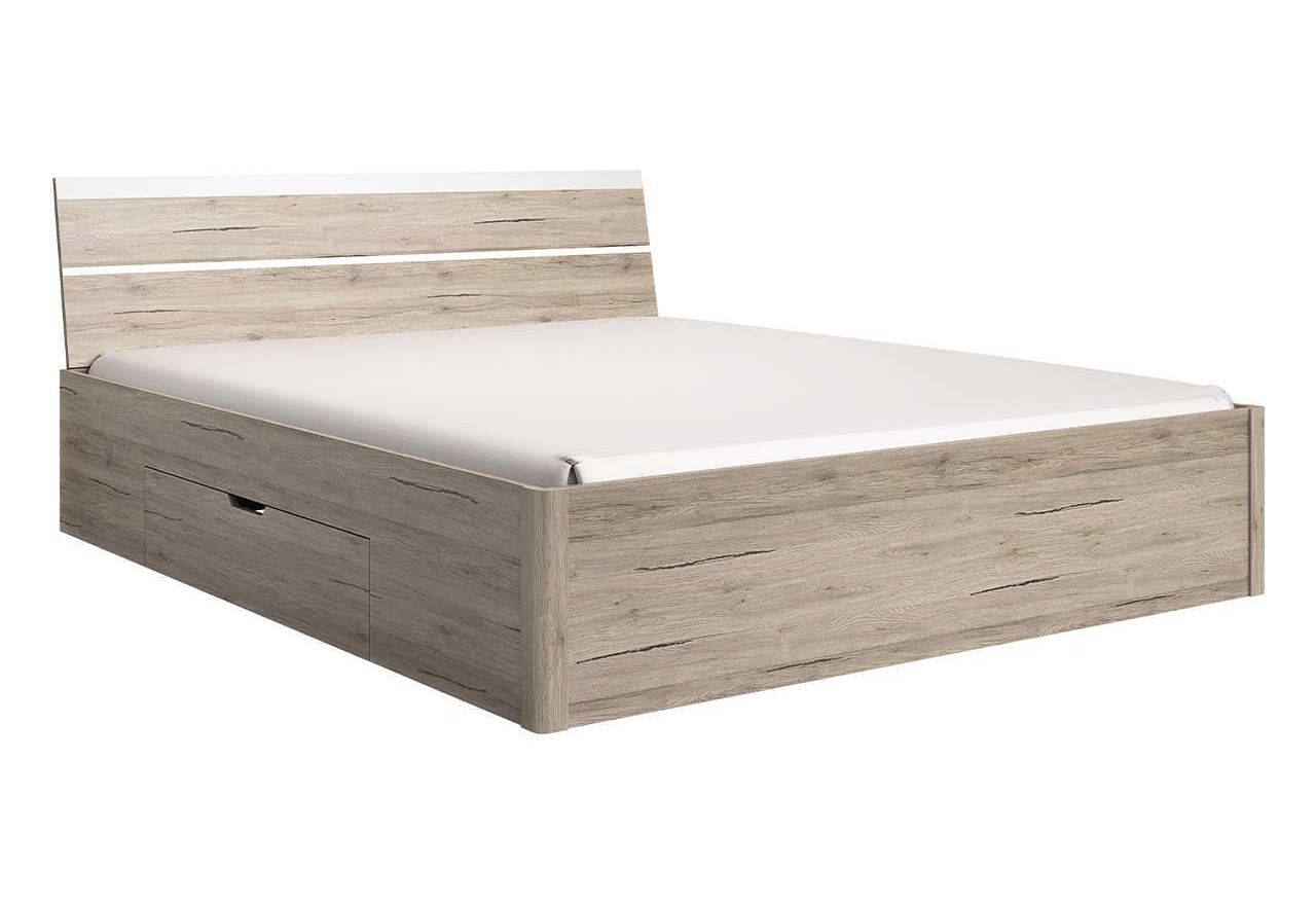 Drewniane dwuosobowe łóżko do sypialni JOTA - San remo / biały