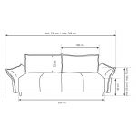 Miękka sofa z siedziskiem na sprężynach i wbudowaną funkcją spania NOVARA błękitna