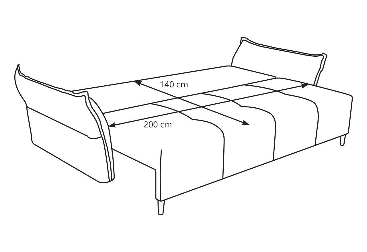 Miękka sofa z siedziskiem na sprężynach i wbudowaną funkcją spania NOVARA błękitna
