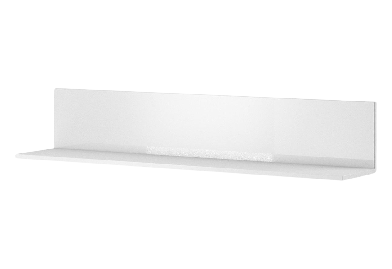Elegancka biała półka 120 cm - HEVELIO Białe szkło - Biały / Białe szkło