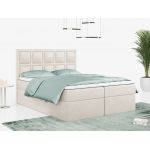 Łóżko kontynentalne PREMIUM 5 do dużej sypialni, tapicerowane w kolorze butelkowej zieleni, z dwoma pojemnikami, 180x200