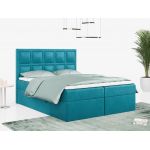 Łóżko kontynentalne PREMIUM 5 do dużej sypialni, tapicerowane w kolorze butelkowej zieleni, z dwoma pojemnikami, 180x200