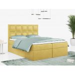 Łóżko kontynentalne PREMIUM 5 do dużej sypialni, tapicerowane w kolorze butelkowej zieleni, z dwoma pojemnikami, 180x200