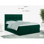 Łóżko kontynentalne PREMIUM 5 do dużej sypialni, tapicerowane w kolorze butelkowej zieleni, z dwoma pojemnikami, 180x200
