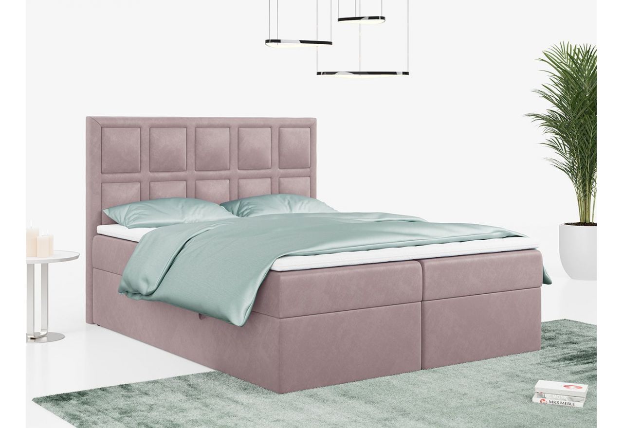 Łóżko kontynentalne PREMIUM 5 do dużej sypialni, tapicerowane w kolorze butelkowej zieleni, z dwoma pojemnikami, 180x200