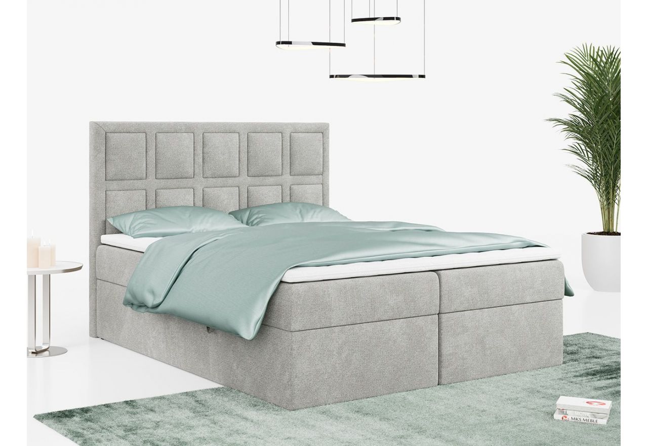 Łóżko kontynentalne PREMIUM 5 do dużej sypialni, tapicerowane w kolorze butelkowej zieleni, z dwoma pojemnikami, 180x200