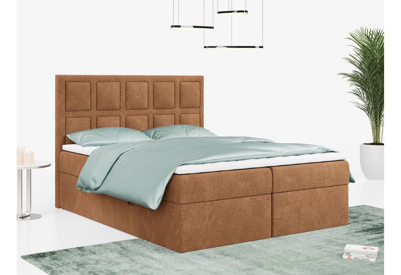 Łóżko kontynentalne PREMIUM 5 do dużej sypialni, tapicerowane w kolorze butelkowej zieleni, z dwoma pojemnikami, 180x200