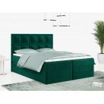 Łóżko kontynentalne PREMIUM 5 do dużej sypialni, tapicerowane w kolorze butelkowej zieleni, z dwoma pojemnikami, 180x200