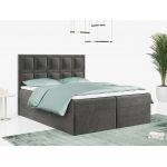 Łóżko kontynentalne PREMIUM 5 do dużej sypialni, tapicerowane w kolorze butelkowej zieleni, z dwoma pojemnikami, 180x200