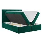 Łóżko kontynentalne PREMIUM 5 do dużej sypialni, tapicerowane w kolorze butelkowej zieleni, z dwoma pojemnikami, 180x200