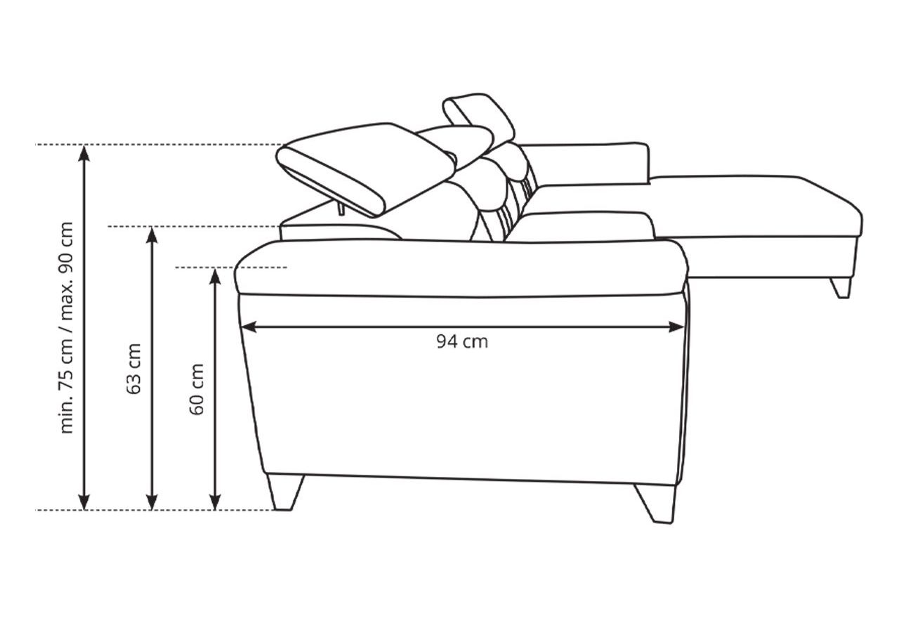 Turkusowy narożnik L, wolnostojący z siedziskiem na sprężynach REVIK rozkładany, z pojemnikiem na pościel