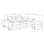 Turkusowy narożnik L, wolnostojący z siedziskiem na sprężynach REVIK rozkładany, z pojemnikiem na pościel