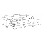 Turkusowy narożnik L, wolnostojący z siedziskiem na sprężynach REVIK rozkładany, z pojemnikiem na pościel