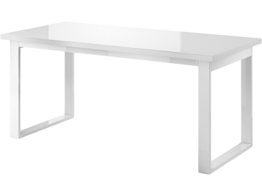 Rozkładany biały stół do pokoju dziennego lub salonu - HEVELIO Białe szkło - Biały