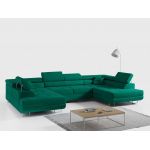Narożnik GUSTAW U - uniwersalny - zielony, welwet