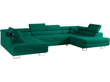 Narożnik GUSTAW U - uniwersalny - zielony, welwet