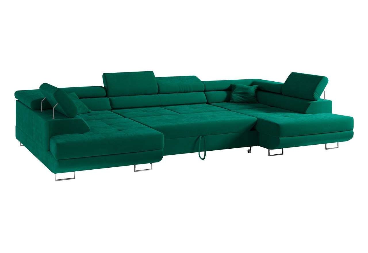 Narożnik GUSTAW U - uniwersalny - zielony, welwet