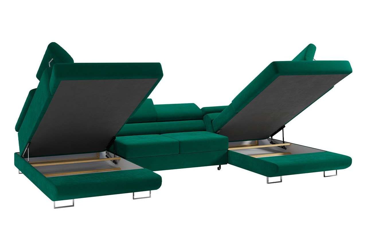 Narożnik GUSTAW U - uniwersalny - zielony, welwet