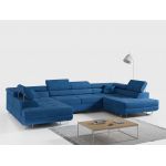 Narożnik GUSTAW U - uniwersalny - niebieski, welwet