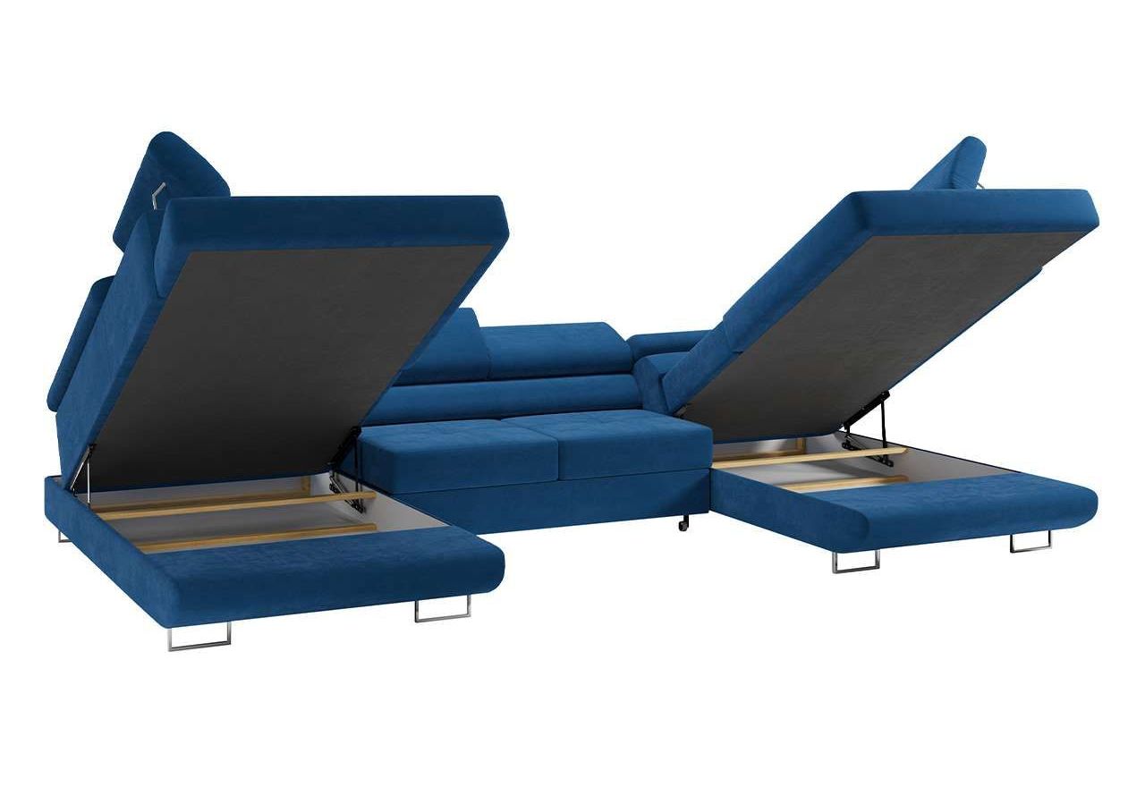 Narożnik GUSTAW U - uniwersalny - niebieski, welwet