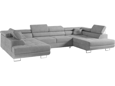 Narożnik GUSTAW U - uniwersalny - jasnoszary, welwet