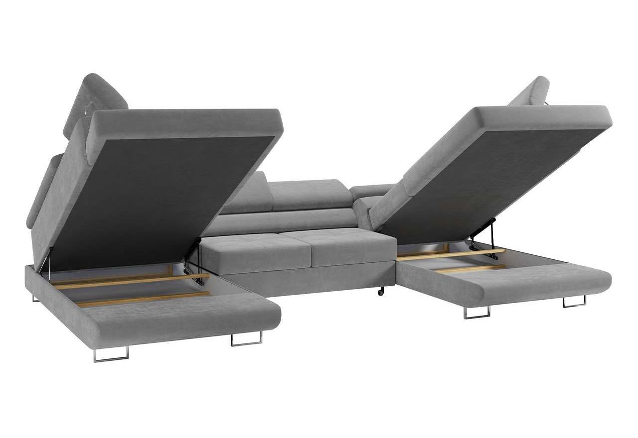 Narożnik GUSTAW U - uniwersalny - jasnoszary, welwet