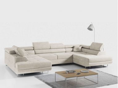 Narożnik GUSTAW U - uniwersalny - beżowy, welwet