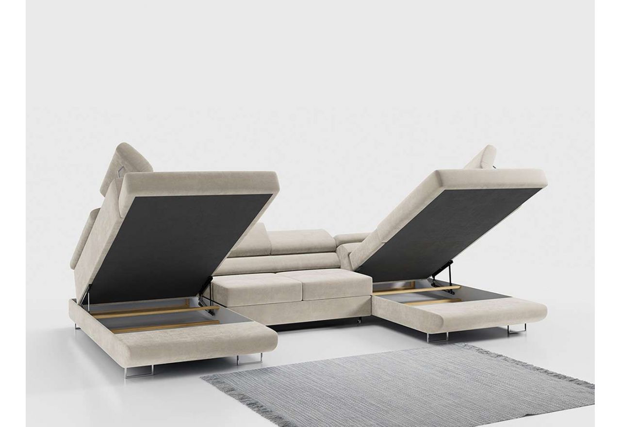 Narożnik GUSTAW U - uniwersalny - beżowy, welwet