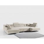 Narożnik GUSTAW U - uniwersalny - beżowy, welwet