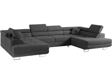 Narożnik GUSTAW U - uniwersalny - ciemnoszary, welwet