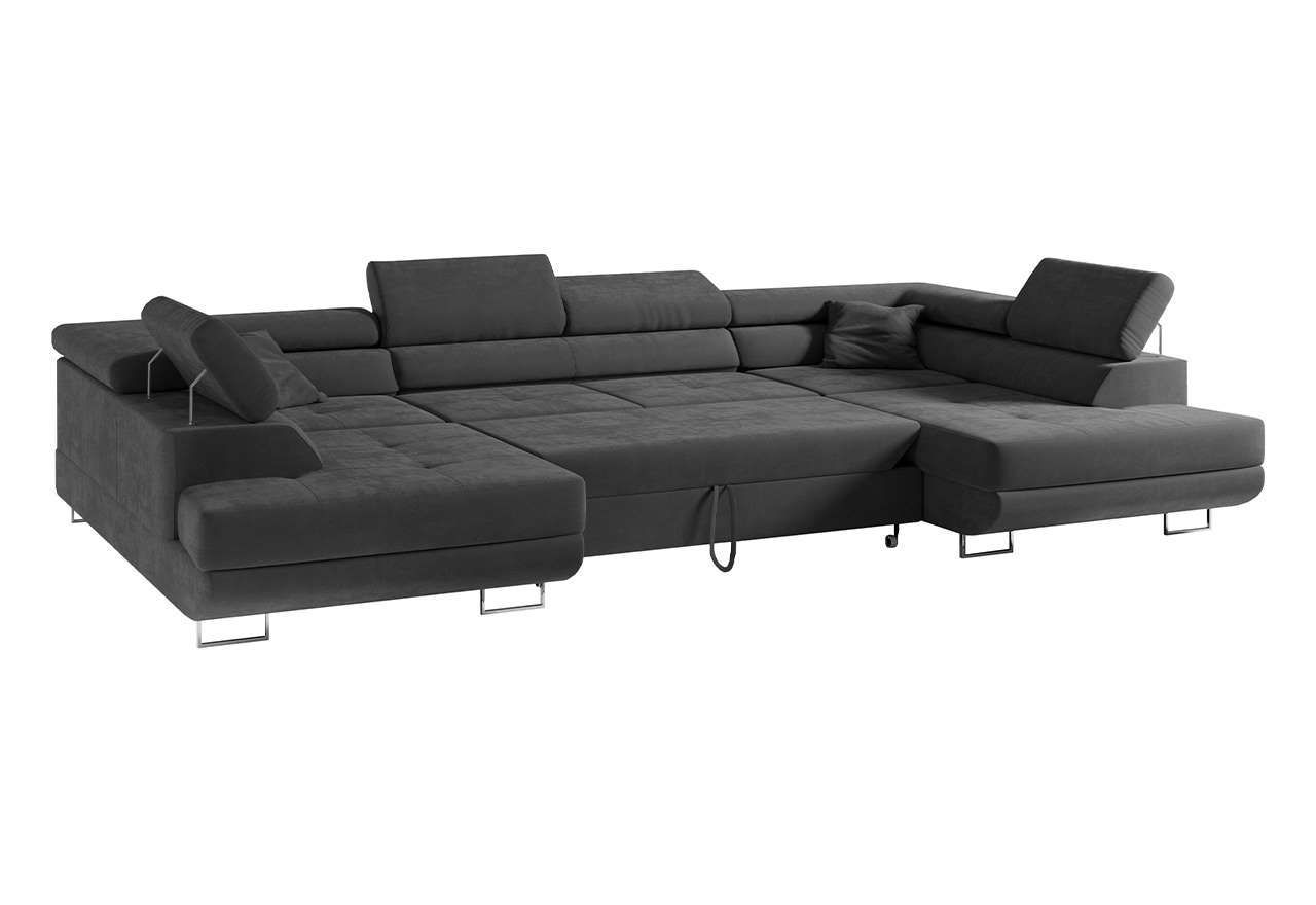 Narożnik GUSTAW U - uniwersalny - ciemnoszary, welwet