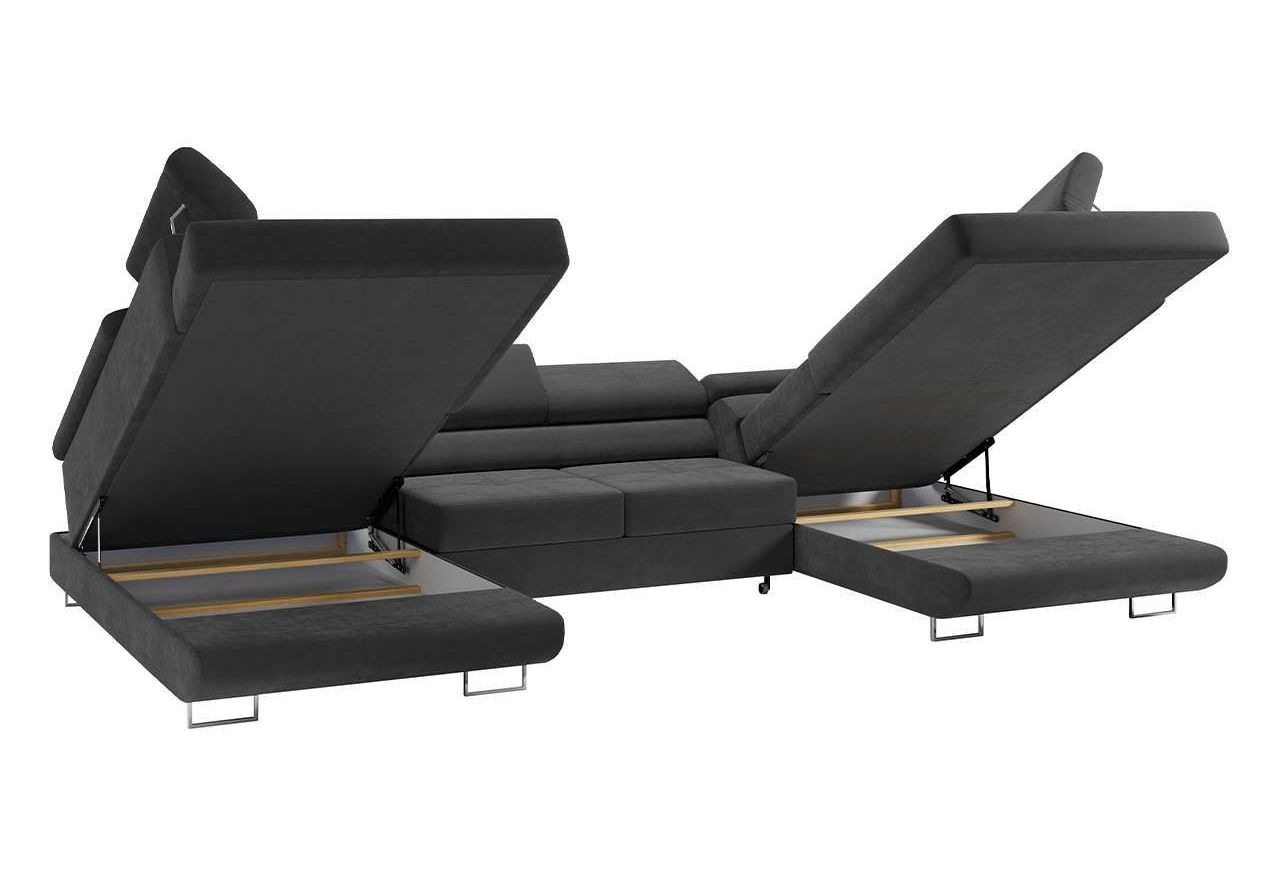 Narożnik GUSTAW U - uniwersalny - ciemnoszary, welwet