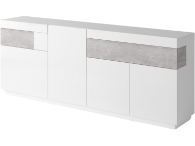 Duża i pojemna komoda w eleganckim stylu - TULLE Biały połysk / colorado beton - biały