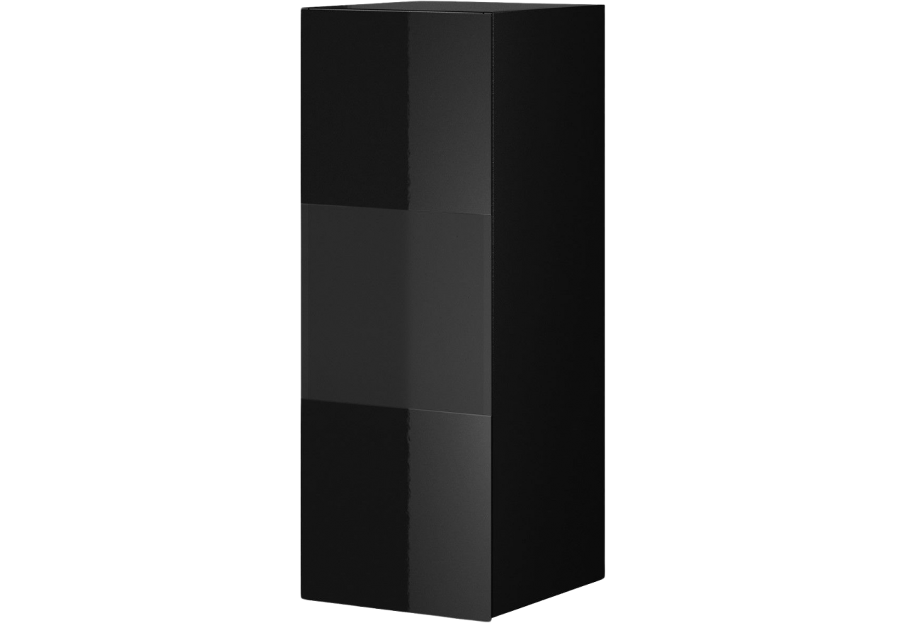 Czarna szafka wisząca z opcją oświetlenia LED - HEVELIO Czarne szkło - Czarny