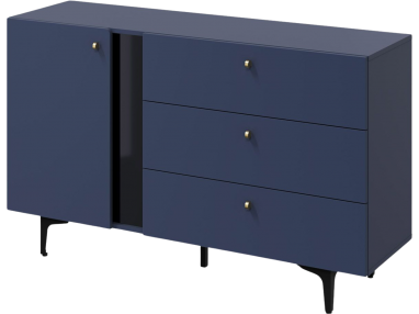 Nowoczesna granatowa komoda z szufladami do salonu lub sypialni CORSU 140 cm