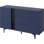 Nowoczesna granatowa komoda z szufladami do salonu lub sypialni CORSU 140 cm