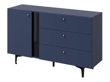 Nowoczesna granatowa komoda z szufladami do salonu lub sypialni CORSU 140 cm