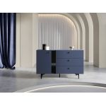 Nowoczesna granatowa komoda z szufladami do salonu lub sypialni CORSU 140 cm