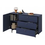 Nowoczesna granatowa komoda z szufladami do salonu lub sypialni CORSU 140 cm