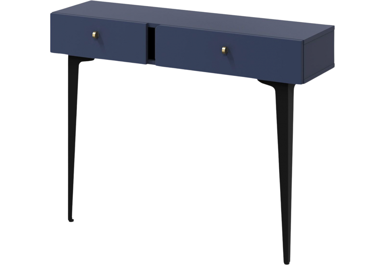 Konsola z szufladami CORSU do salonu i przedpokoju, na czarnych metalowych nogach
