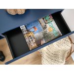 Konsola z szufladami CORSU do salonu i przedpokoju, na czarnych metalowych nogach